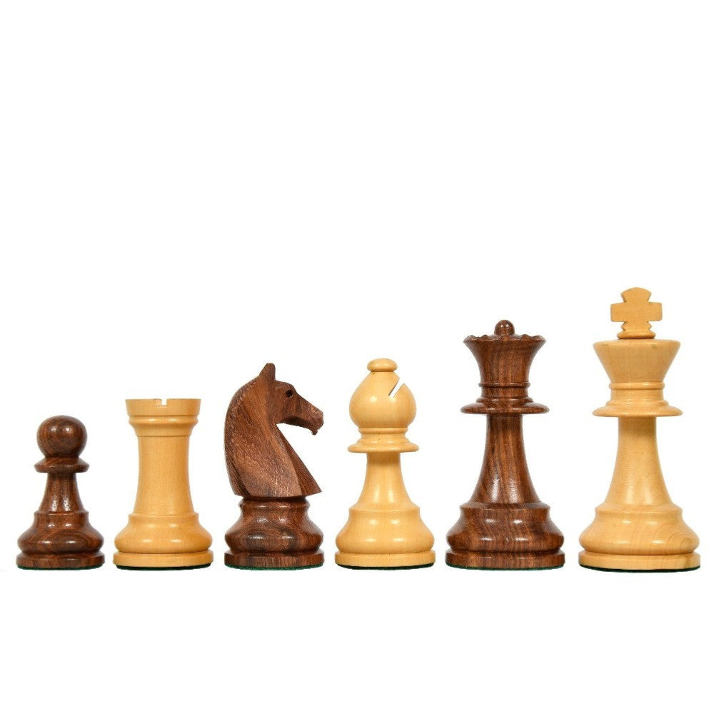 90s Reproduced 3.6" French Chavet Championship Tournament Chess Pieces Only Set-Weighted Golden Rosewood
