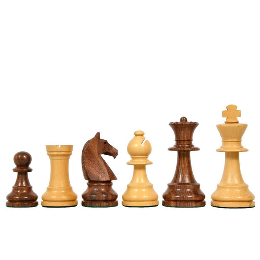 90s Reproduced 3.6" French Chavet Championship Tournament Chess Pieces Only Set-Weighted Golden Rosewood
