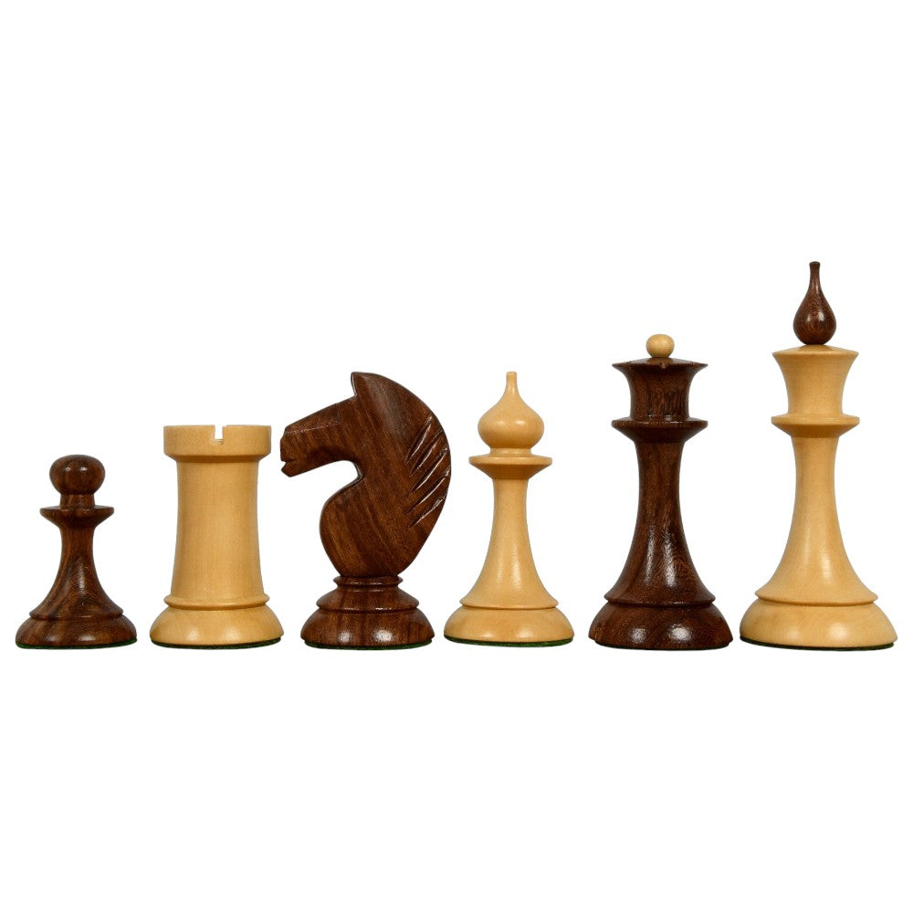 1950s Soviet Latvian Chess Set in Golden Rosewood with Notation Chess Board