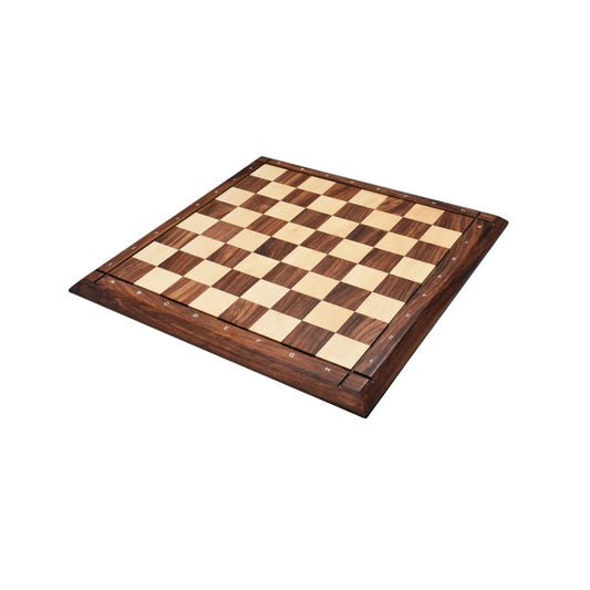 21" Drueke Style Wooden Handmade Tournament Chess Board in Golden Rosewood & Maple Wood with Notations - Matt Finish