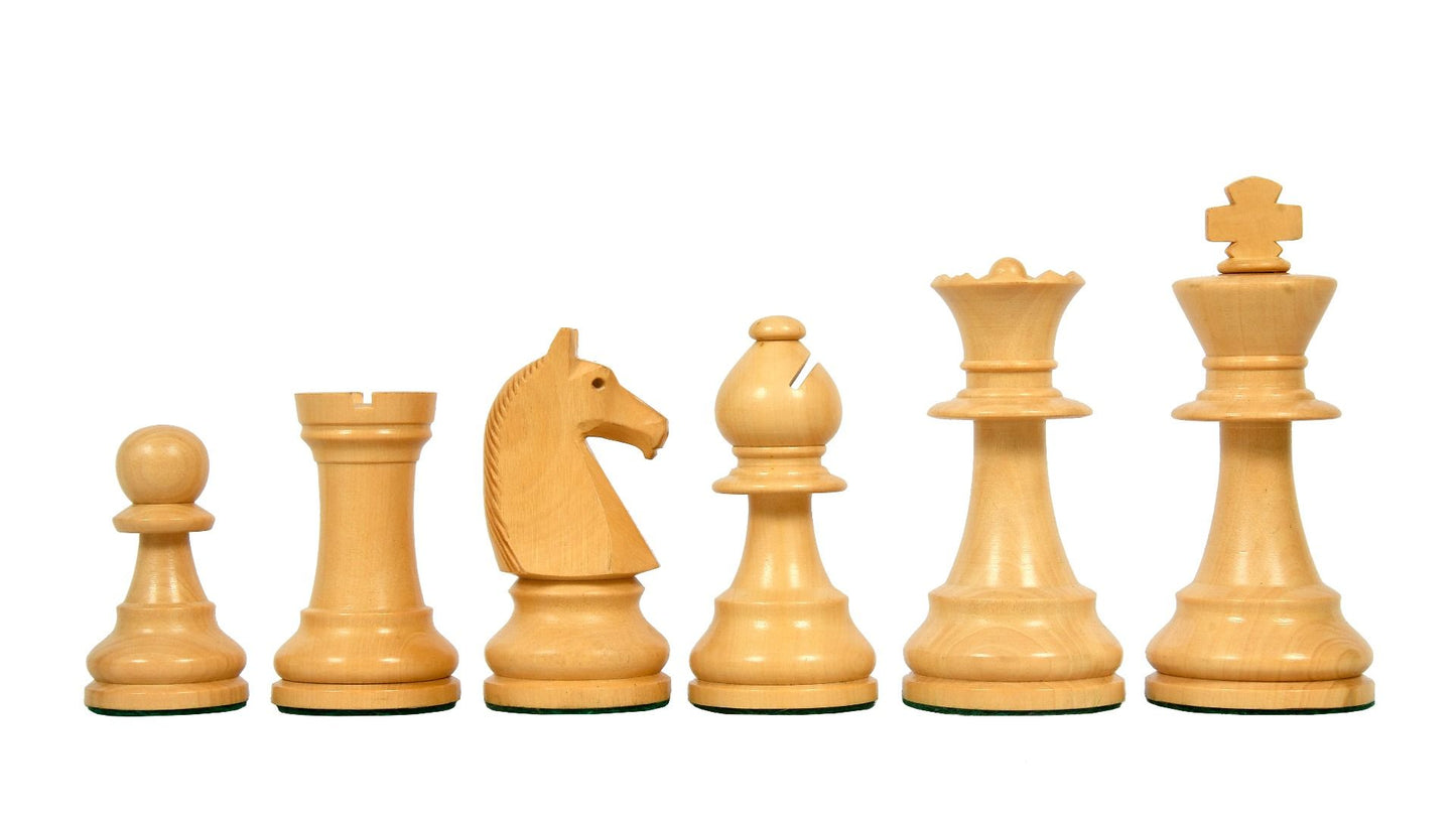 90s Reproduced 3.6" French Chavet Championship Tournament Chess Pieces Only Set-Weighted Ebonised Boxwood