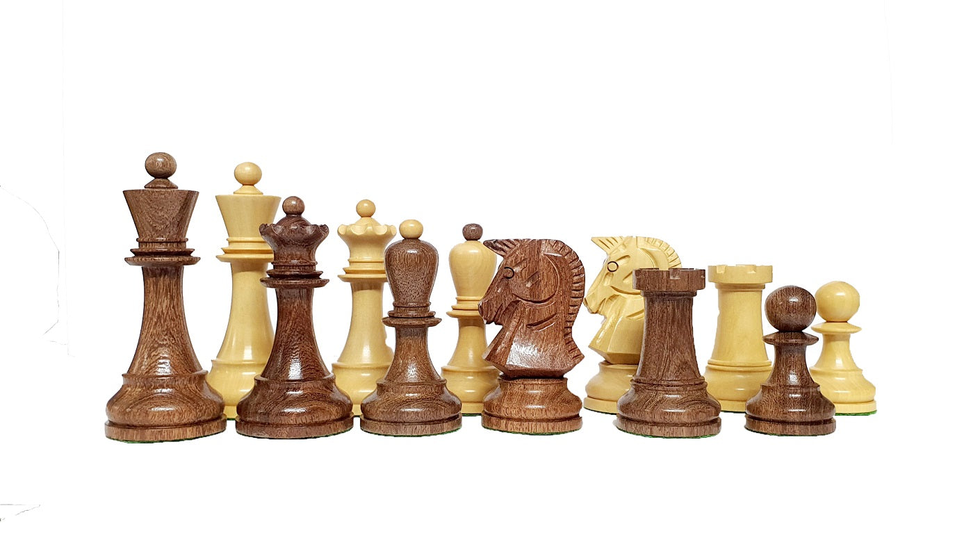 1950s Dubrovnik Bobby Fischer Reproduced Chess Pieces Only Set in Golden Rosewood & Boxwood - 3.7" King