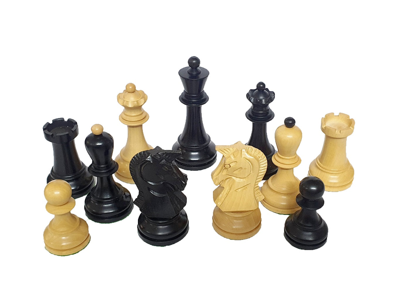 1950s Dubrovnik Bobby Fischer Reproduced Chess Pieces Only Set In Ebony Wood & Boxwood - 3.7" King