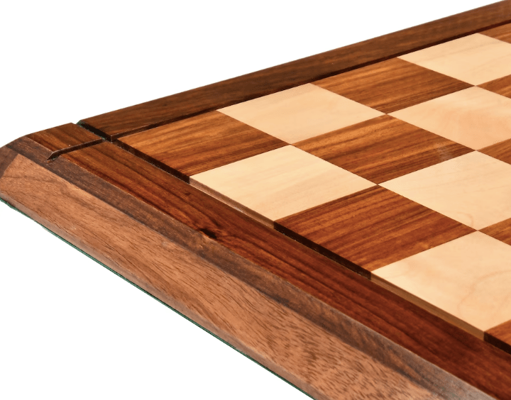 23" Drueke Style Wooden Handmade Tournament Chess Board in Golden Rosewood & Maple Wood - Matt Finish - Chess Villa
