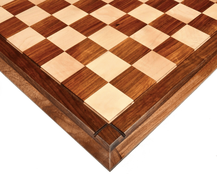 23" Drueke Style Wooden Handmade Tournament Chess Board in Golden Rosewood & Maple Wood - Matt Finish - Chess Villa