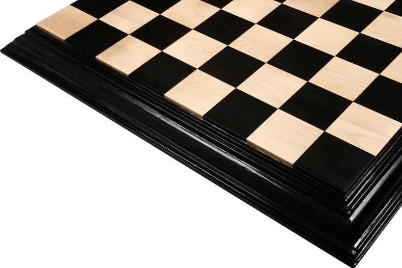 23" Ebony & Maple Wood Solid Luxury Handmade Chessboard with Carved Border - 63 mm Square - Chess Villa