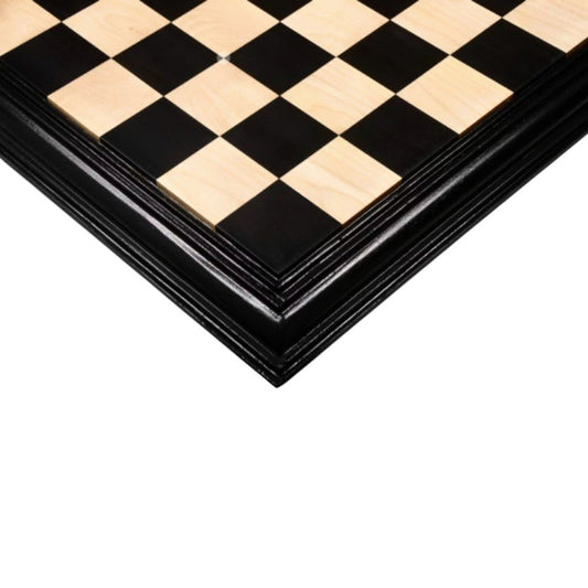 23" Ebony & Maple Wood Solid Luxury Handmade Chessboard with Carved Border - 63 mm Square - Chess Villa