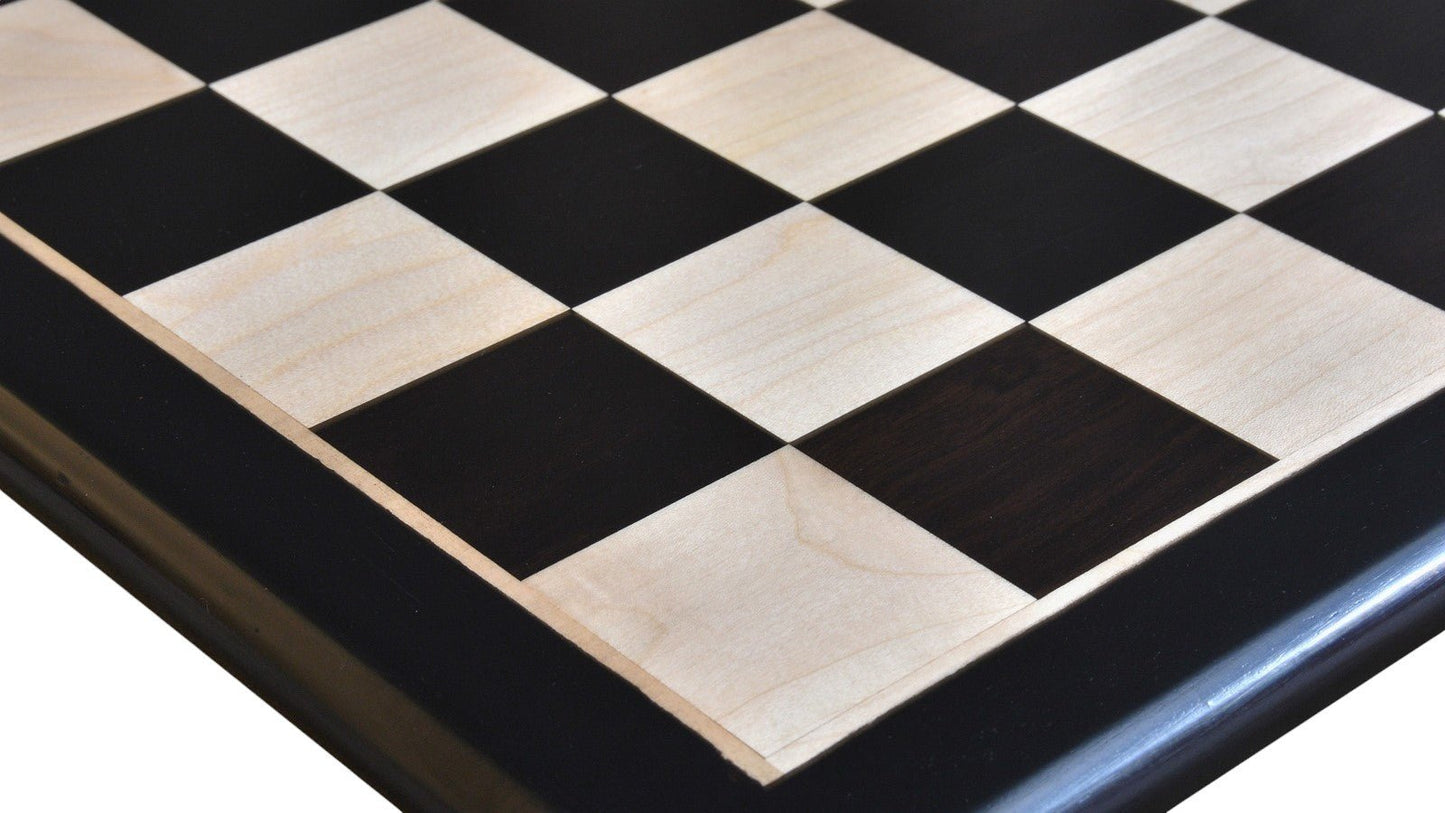 23" Solid Luxury Inlaid Ebony Wood & Maple Wood Chess Board- 60 mm Square - Chess Villa