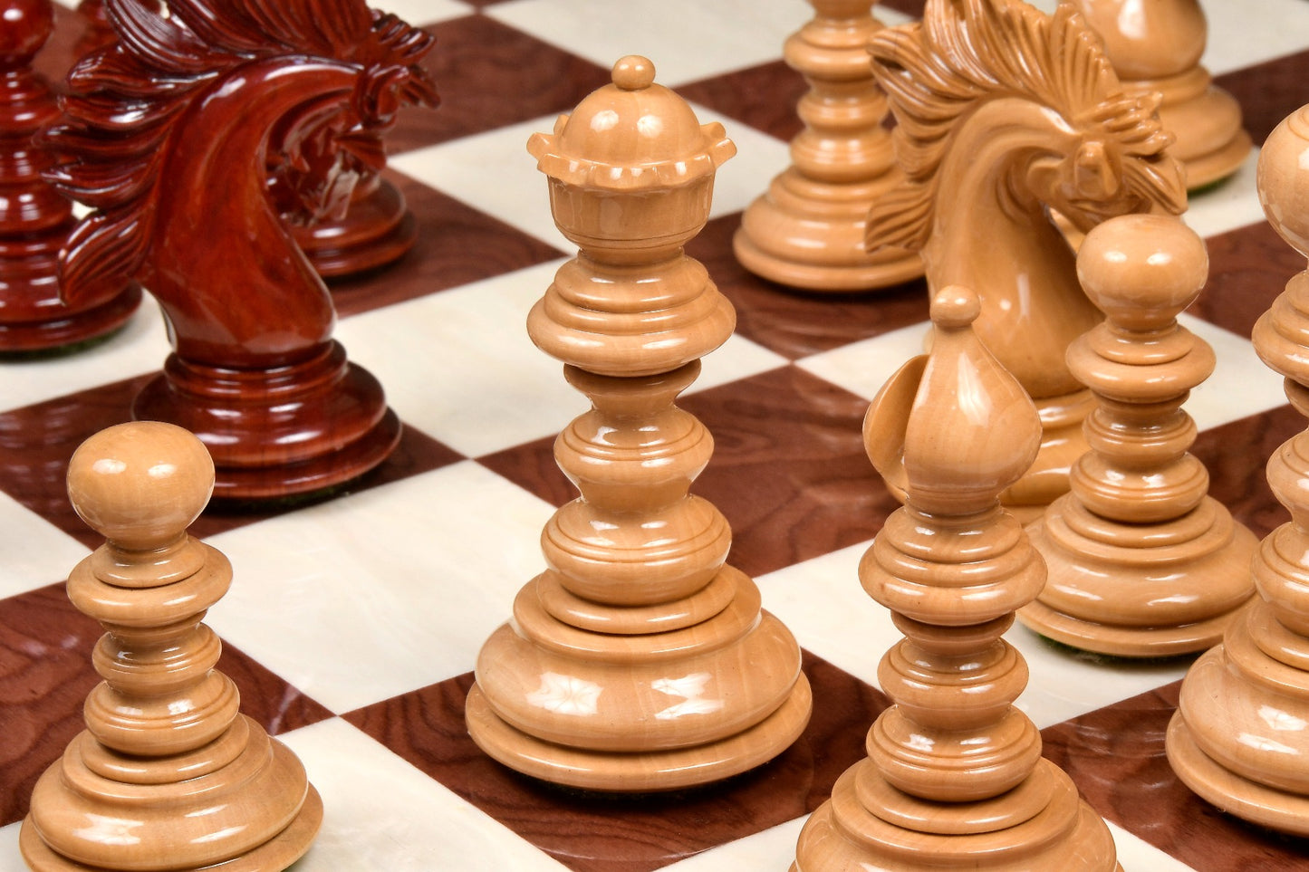 4.3" Luxury Savano Series Staunton Chess Pieces Only Set - Bud Rosewood Triple Weighted