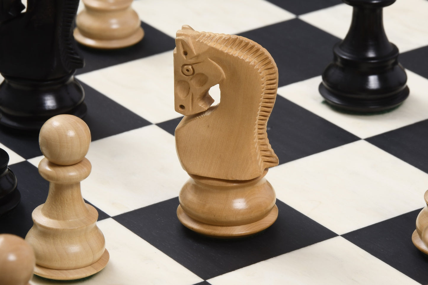 3.9" Russian Zagreb Chess Pieces Only set – Weighted Ebonised Boxwood & Boxwood