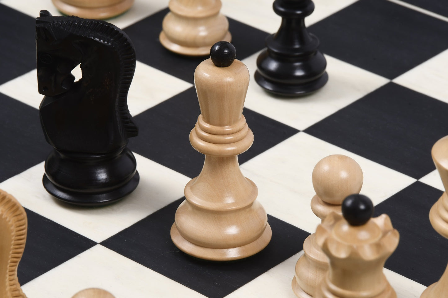 3.9" Russian Zagreb Chess Pieces Only set – Weighted Ebonised Boxwood & Boxwood