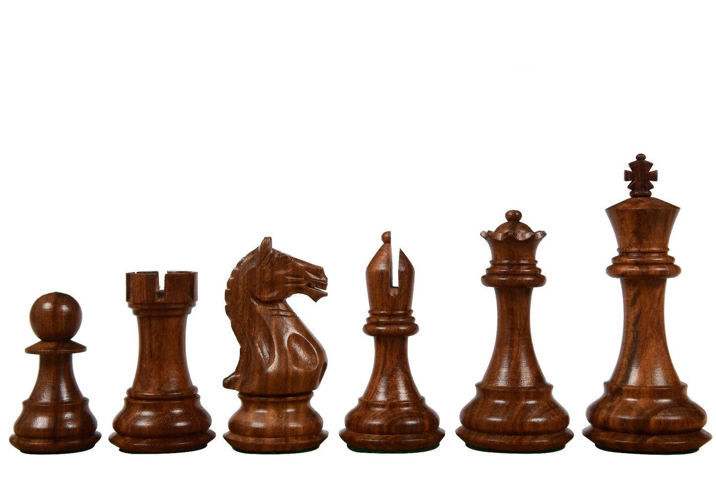 4" Fierce Knight Staunton Chess Pieces Only Set – Golden Rosewood & Boxwood