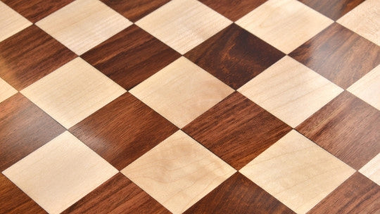 21" Round Edge Series Hand Carved Chess Board In Maple & Golden Rosewood - 55 mm Square