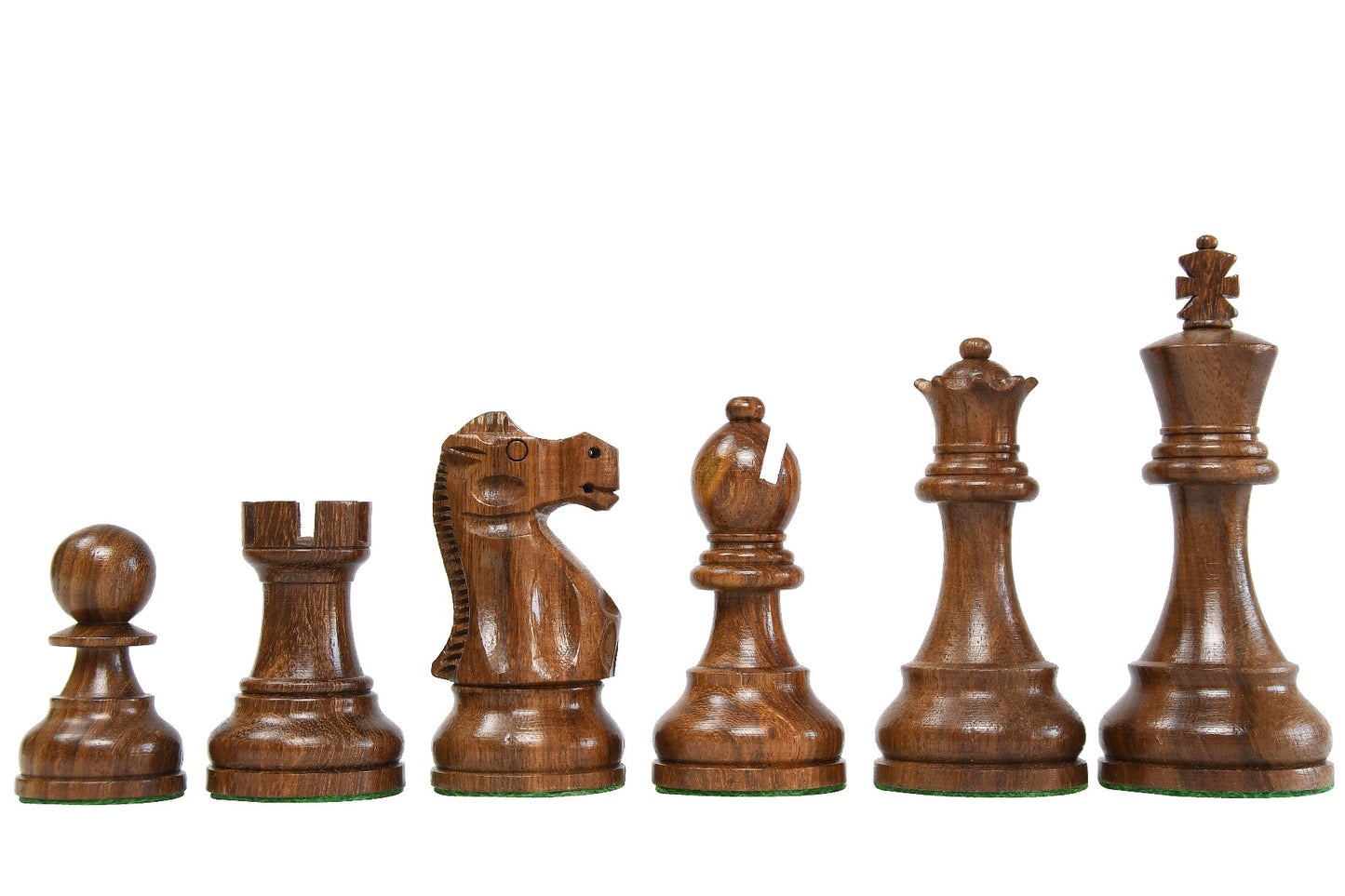 1972 Reproduced Reykjavik Championship Series Chess Pieces 3.7" - Weighted Golden Rosewood & Boxwood