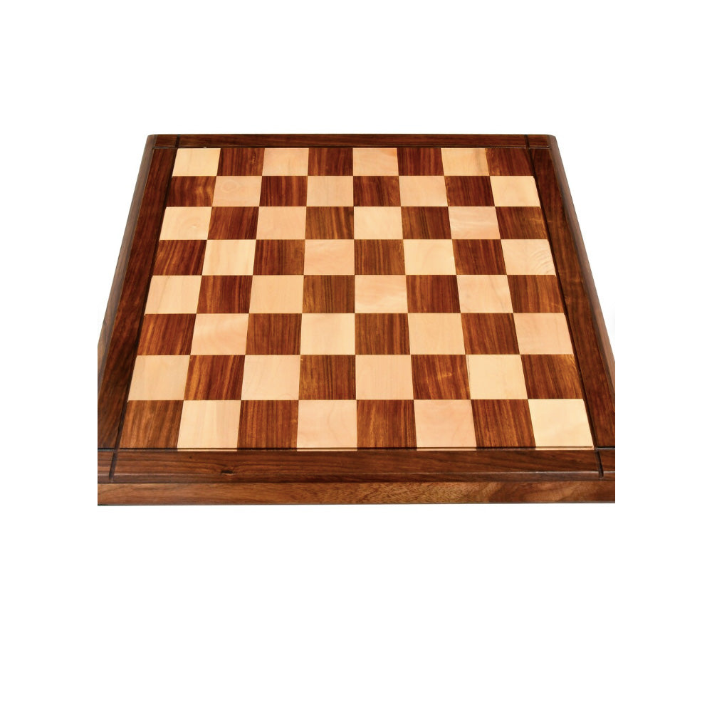 21" Drueke Style Wooden Handmade Tournament Chess Board in Golden Rosewood & Maple Wood - Matt Finish