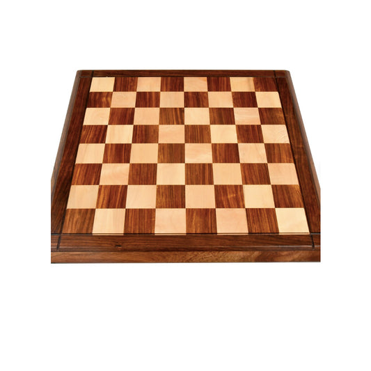 21" Drueke Style Wooden Handmade Tournament Chess Board in Golden Rosewood & Maple Wood - Matt Finish