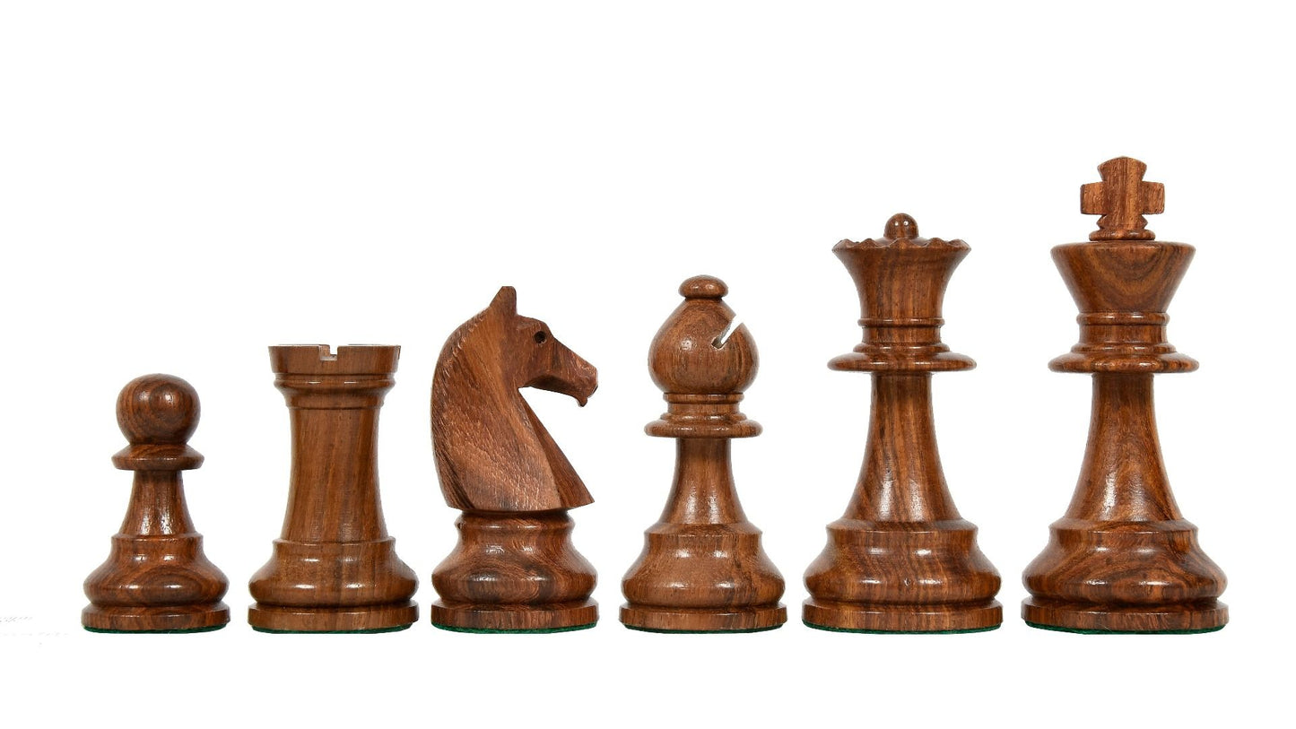 90s Reproduced 3.6" French Chavet Championship Tournament Chess Pieces Only Set-Weighted Golden Rosewood