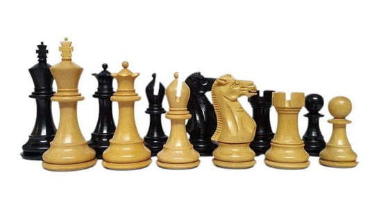 3.75″ Professional Club Staunton Chess Pieces Only Set – Weighted Ebonised Boxwood - Chess Villa