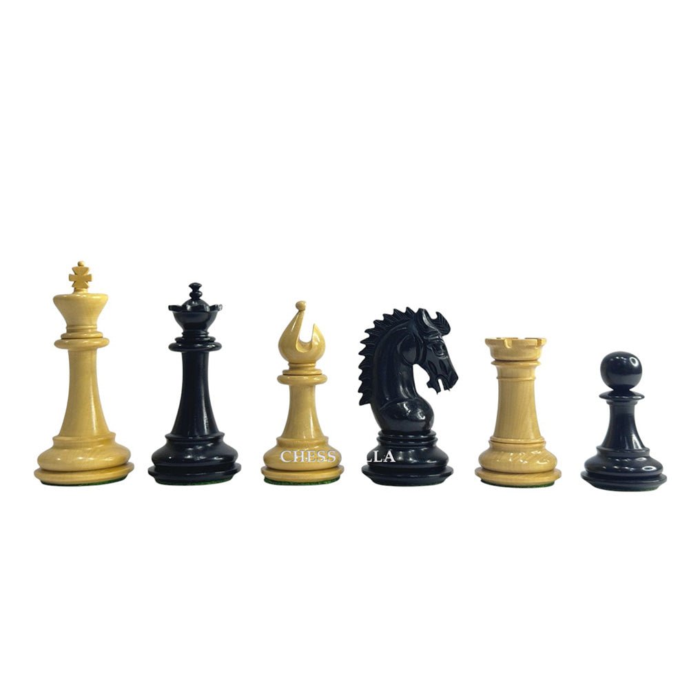 3.75" Sheffield Knight Luxury Chess Pieces Only Set - Double Weighted Ebonised Boxwood - Chess Villa