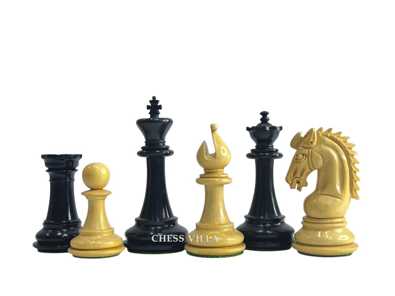 3.75" Sheffield Knight Luxury Chess Pieces Only Set - Double Weighted Ebonised Boxwood - Chess Villa