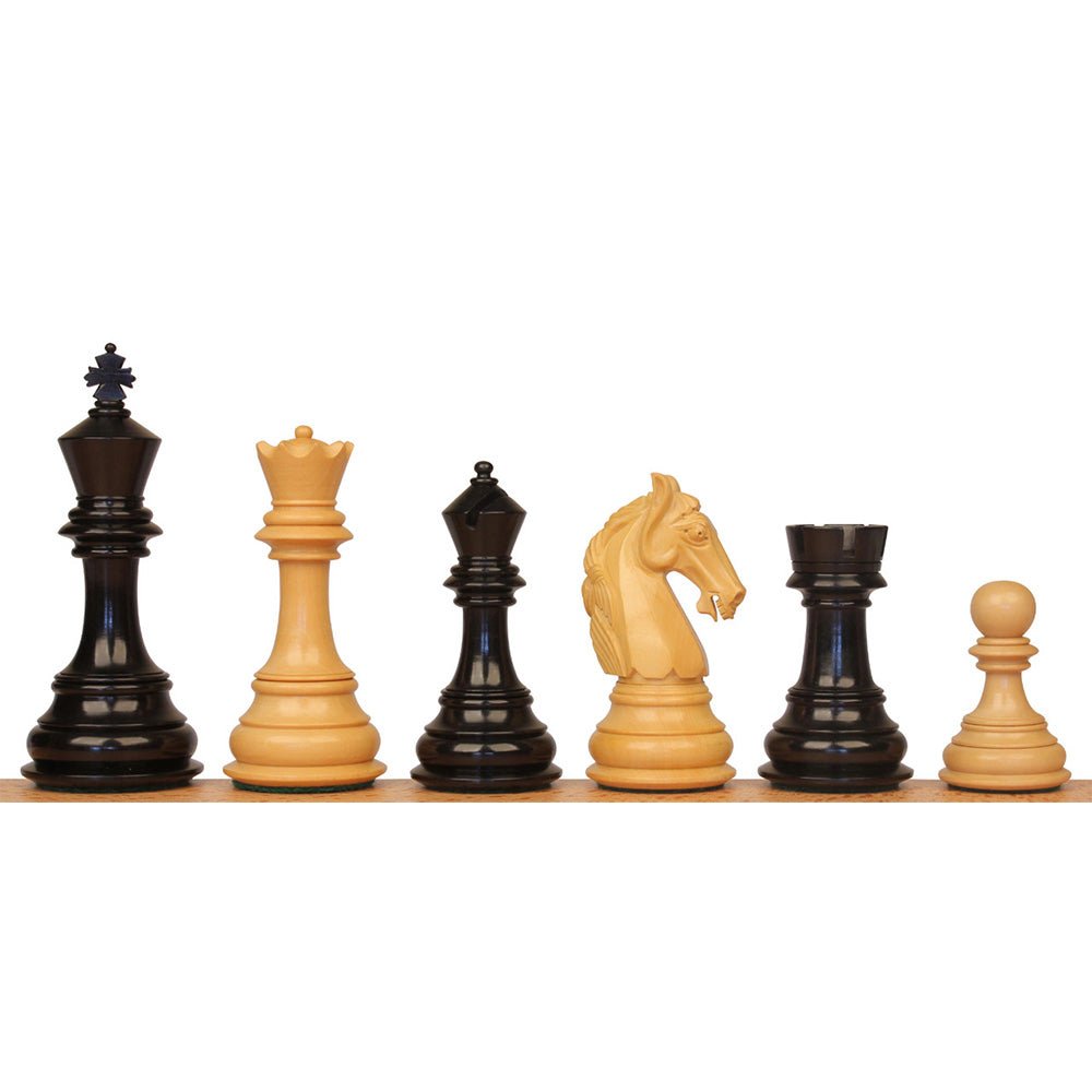 3.8" Columbian Knight Luxury Staunton Chess Pieces Only- Double Weighted Ebony - Chess Villa