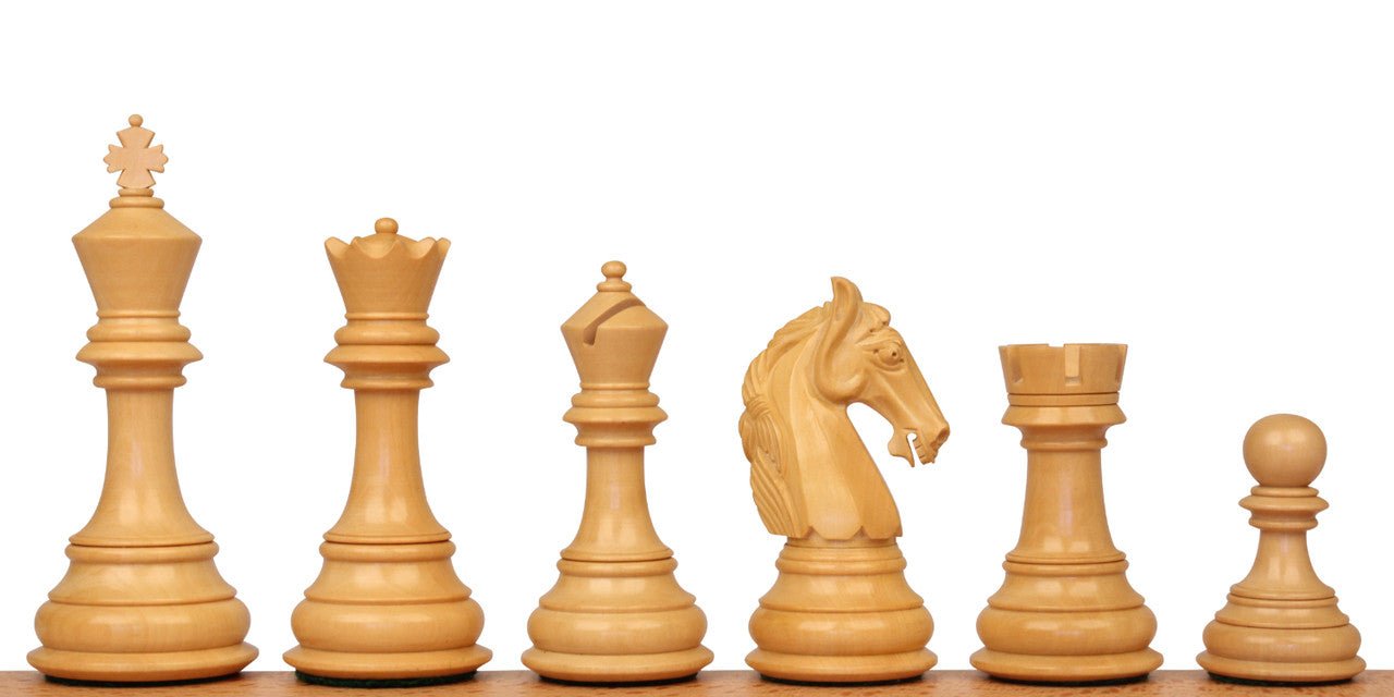 3.8" Columbian Knight Luxury Staunton Chess Pieces Only- Double Weighted Ebony - Chess Villa