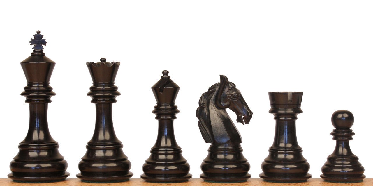 3.8" Columbian Knight Luxury Staunton Chess Pieces Only- Double Weighted Ebony - Chess Villa