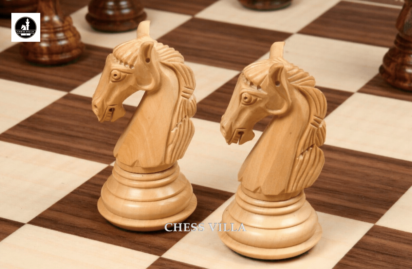 3.8" Columbian Knight Luxury Staunton Chess Pieces Only- Weighted Golden Rosewood - Chess Villa