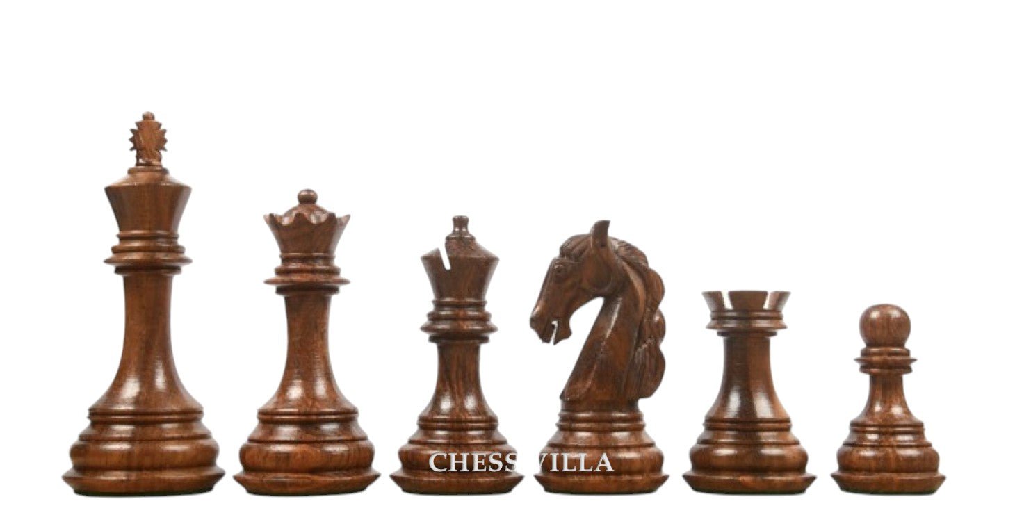 3.8" Columbian Knight Luxury Staunton Chess Pieces Only- Weighted Golden Rosewood - Chess Villa
