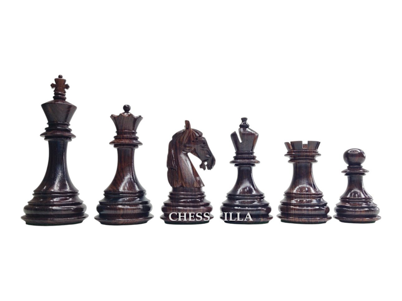 3.8" Columbian Knight Luxury Staunton Chess Pieces Only- Weighted Rosewood - Chess Villa