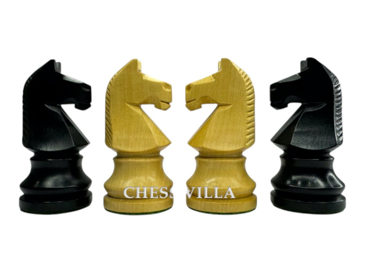 3.8" Romanian Hungarian Chess Pieces only set - Weighted Ebonised Boxwood - Chess Villa