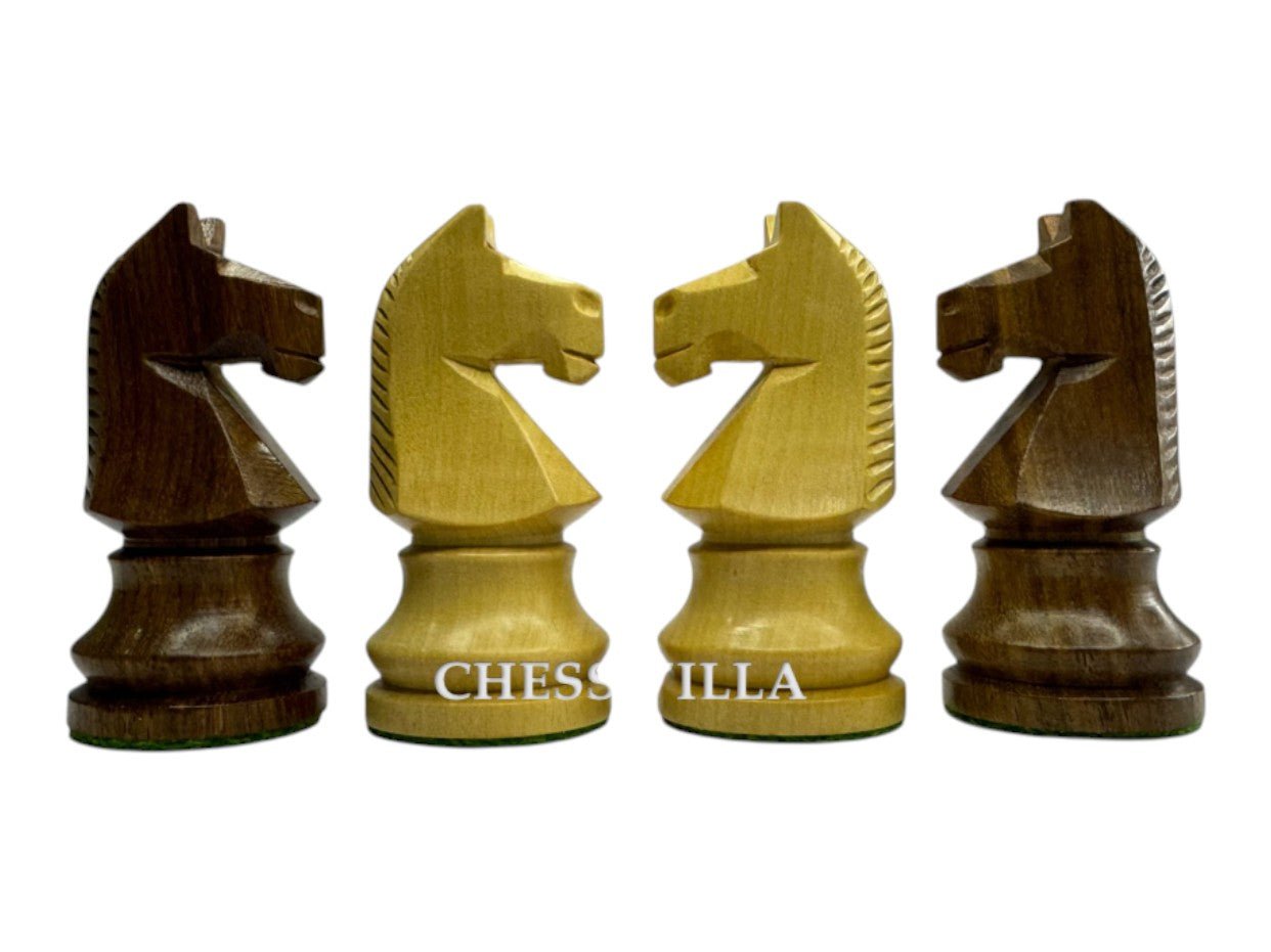 3.8" Romanian Hungarian Chess Pieces only set - Weighted Golden Rosewood - Chess Villa