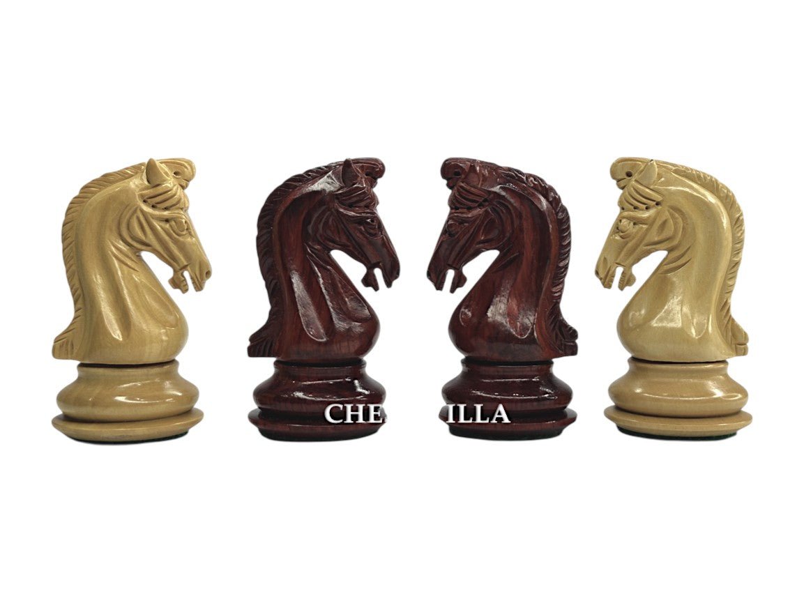 3.9" Imperial Series Reproduced Staunton Chess Pieces Set Only- Weighted Budrose Wood & Boxwood Pieces - Chess Villa