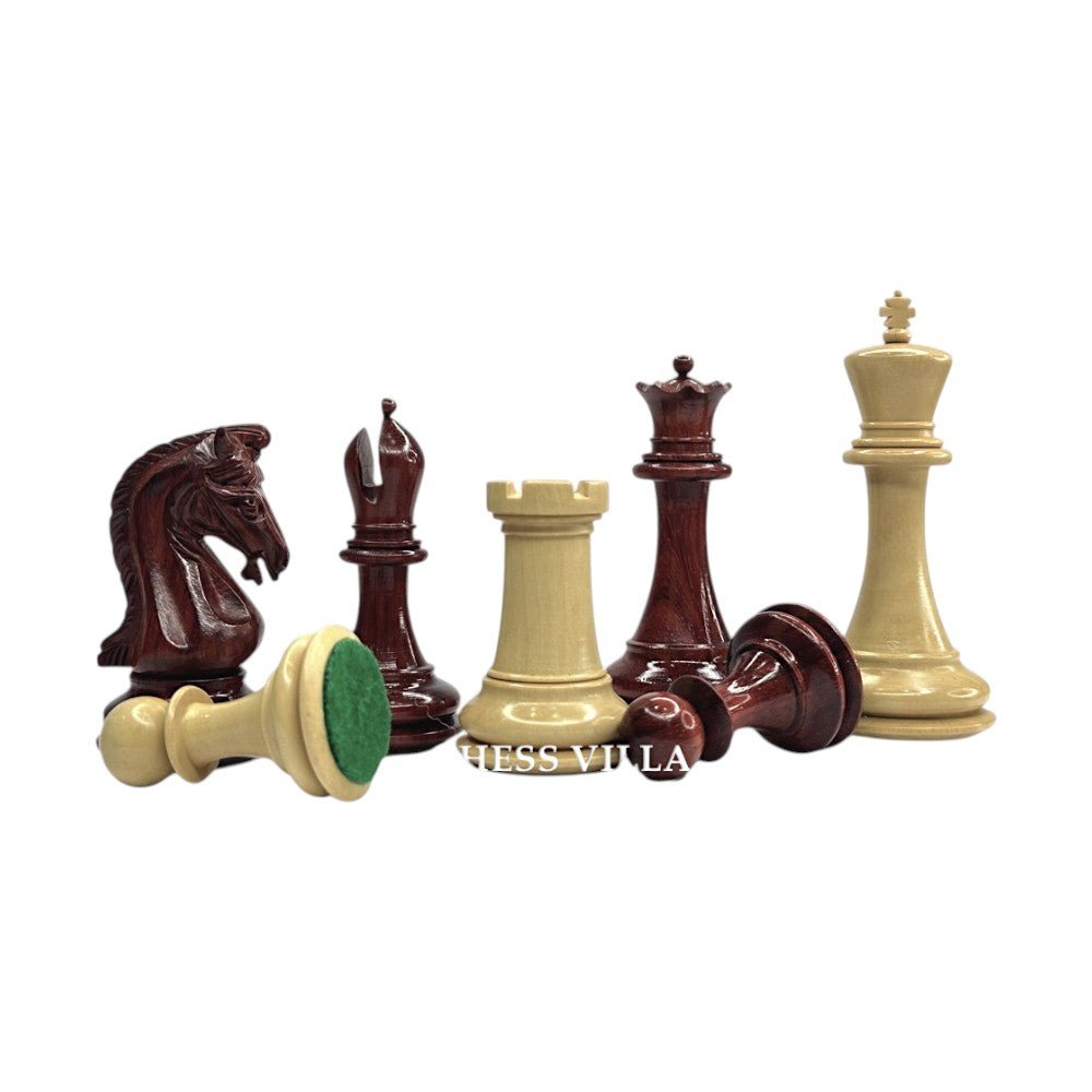 3.9" Imperial Series Reproduced Staunton Chess Pieces Set Only- Weighted Budrose Wood & Boxwood Pieces - Chess Villa