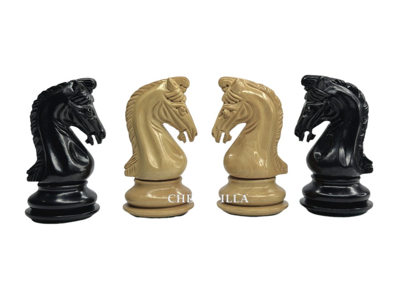 3.9" Imperial Series Reproduced Staunton Chess Pieces Set Only- Weighted Ebony & Boxwood Pieces - Chess Villa