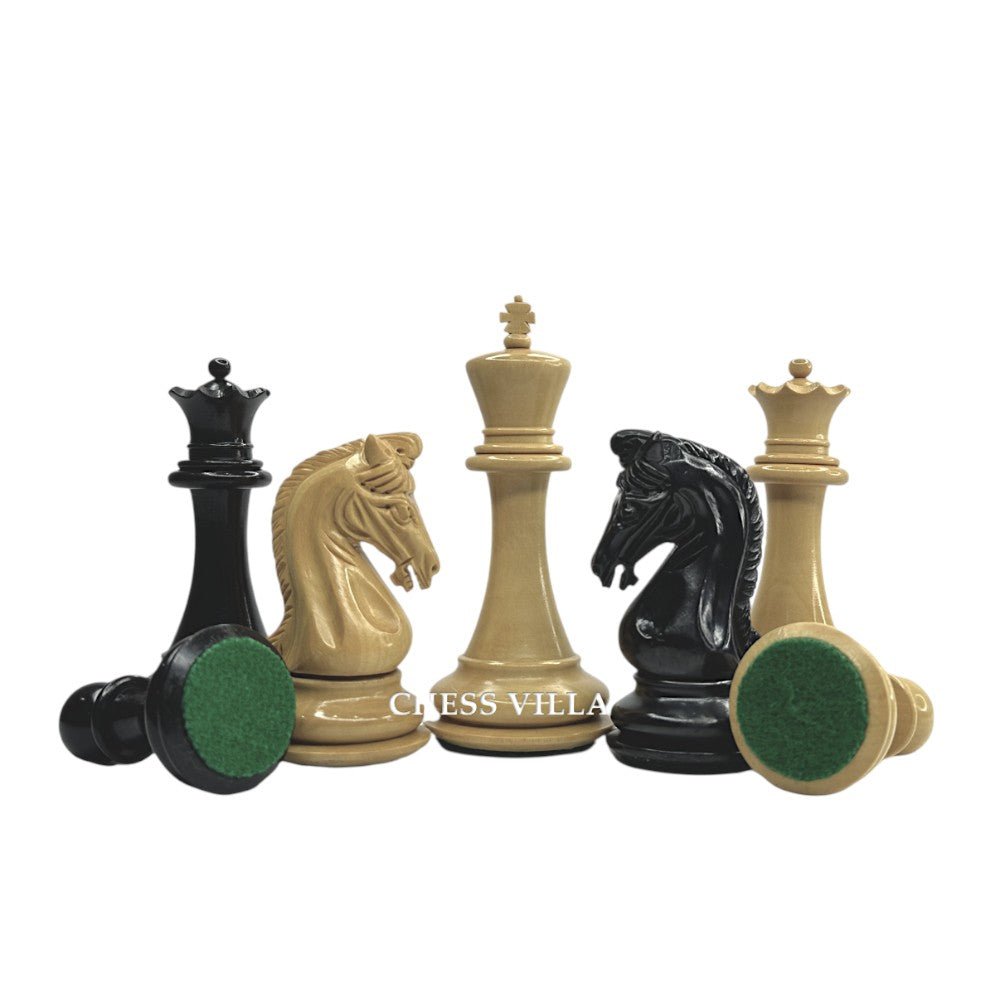 3.9" Imperial Series Reproduced Staunton Chess Pieces Set Only- Weighted Ebony & Boxwood Pieces - Chess Villa