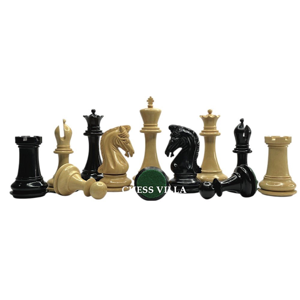 3.9" Imperial Series Reproduced Staunton Chess Pieces Set Only- Weighted Ebony & Boxwood Pieces - Chess Villa