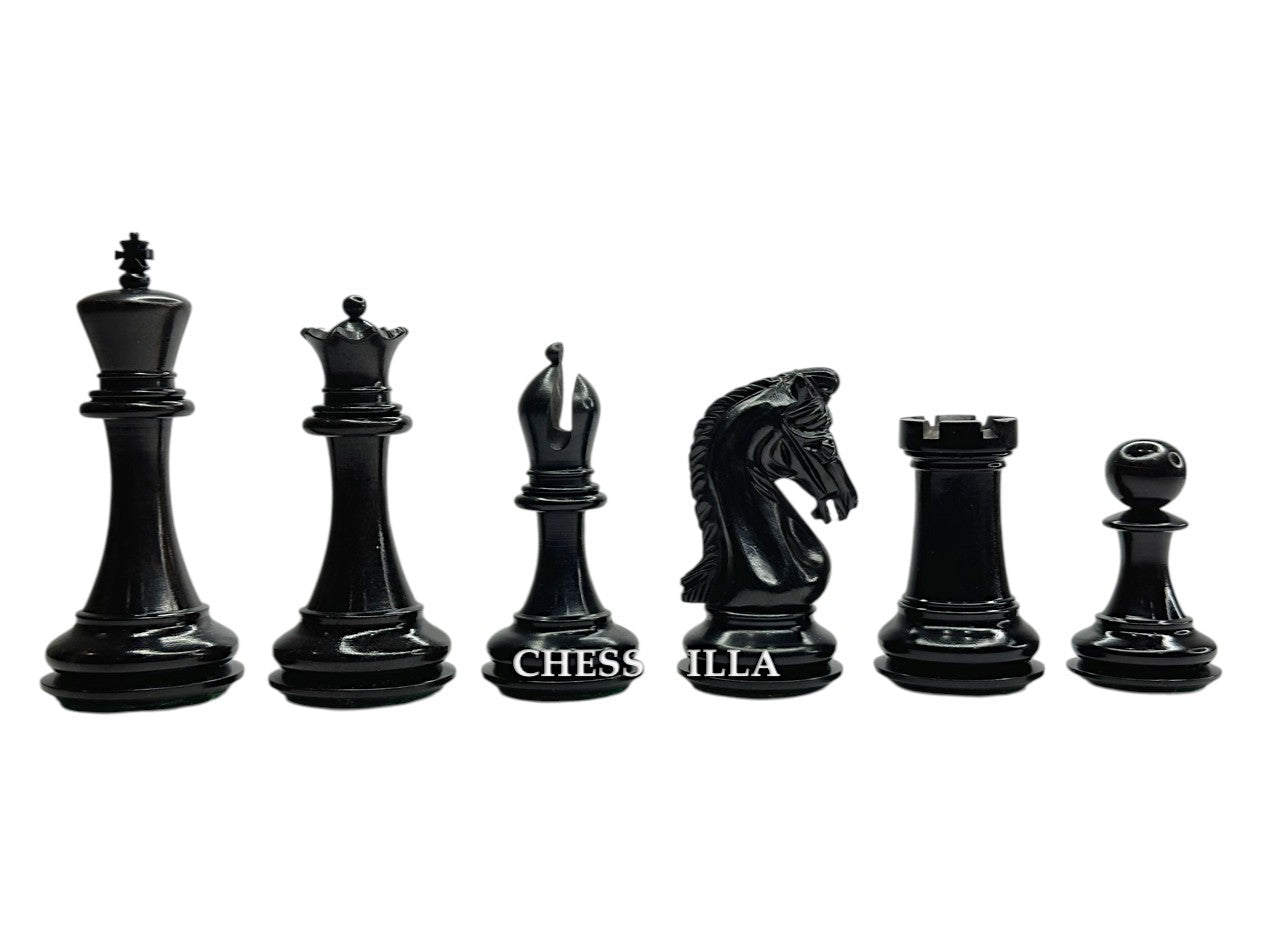 3.9" Imperial Series Reproduced Staunton Chess Pieces Set Only- Weighted Ebony & Boxwood Pieces - Chess Villa