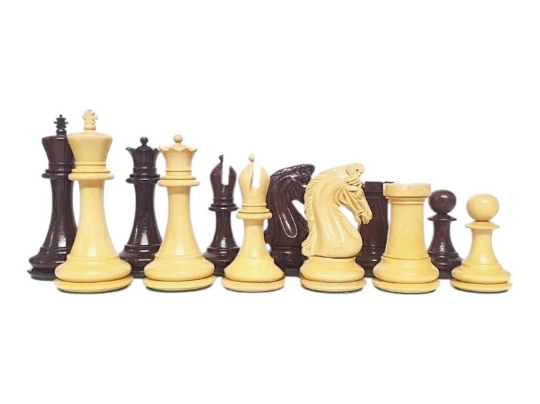 3.9" Imperial Series Reproduced Staunton Chess Pieces Set Only- Weighted Rosewood & Boxwood Pieces - Chess Villa
