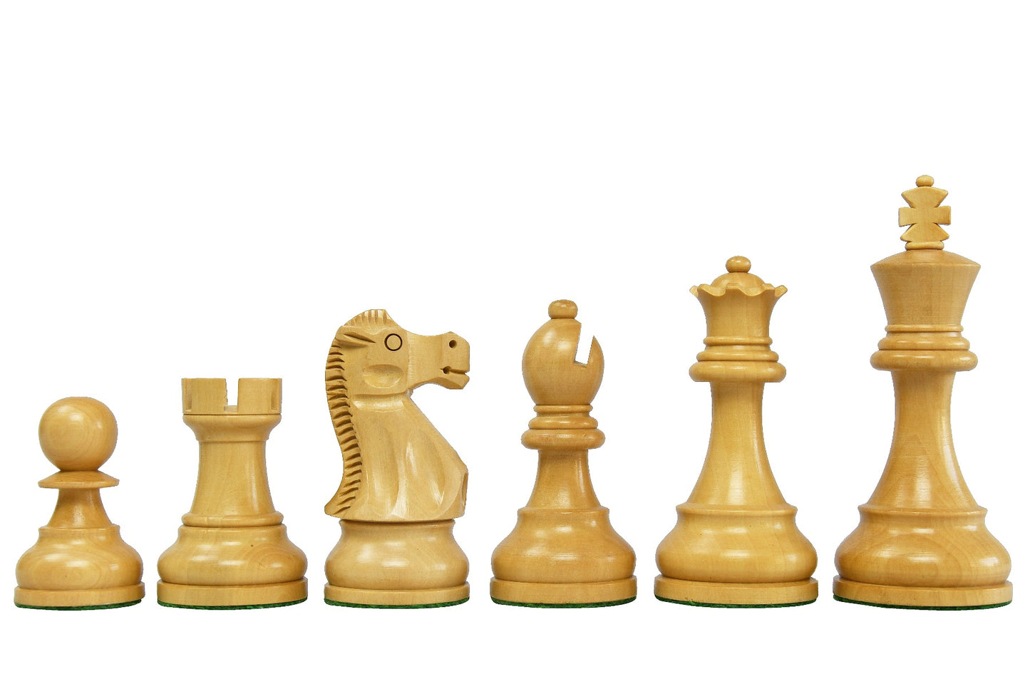 1972 Reproduced Reykjavik Championship Series Chess Pieces 3.7" - Weighted Golden Rosewood & Boxwood
