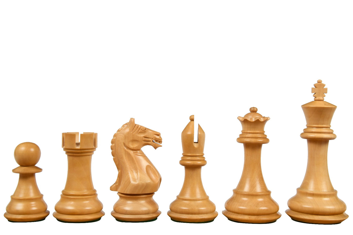4" Fierce Knight Staunton Chess Pieces Only Set – Ebonised Boxwood & Boxwood