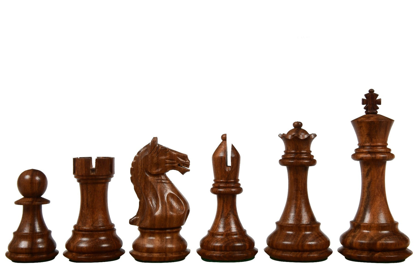 4″ Fierce Knight Staunton Chess Set - Pieces in Golden Rosewood with Chess Board - Chess Villa