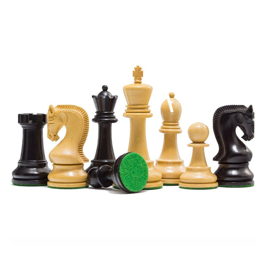 4" Leningrad Series Luxury Staunton Chess Pieces Only Set - Weighted Ebonised Boxwood - Chess Villa