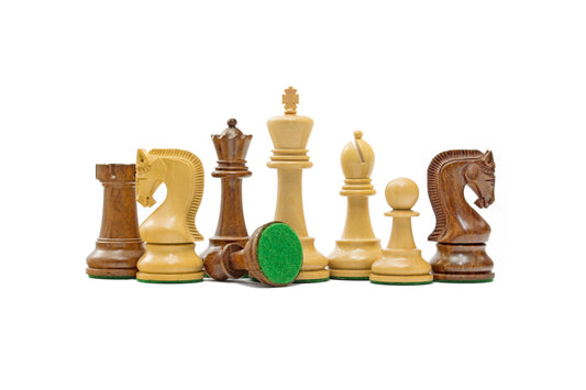 4" Leningrad Series Luxury Staunton Chess Pieces Only Set - Weighted Golden Rosewood - Chess Villa