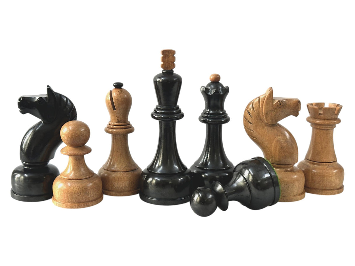 4" Soviet Tal Chess Pieces Only Set - 1960's Soviet Championship Reproduced Chessmen- Double Weighted Distressed Boxwood - Chess Villa