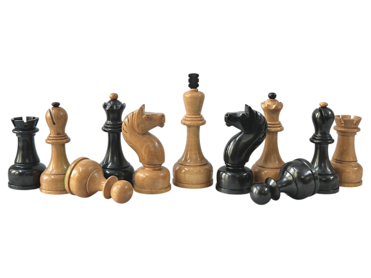4" Soviet Tal Chess Pieces Only Set - 1960's Soviet Championship Reproduced Chessmen- Double Weighted Distressed Boxwood - Chess Villa