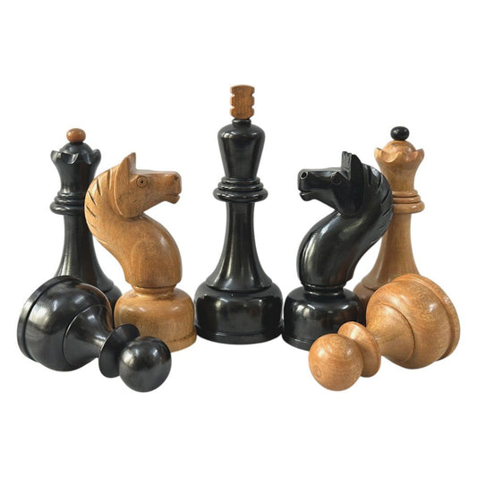 4" Soviet Tal Chess Pieces Only Set - 1960's Soviet Championship Reproduced Chessmen- Double Weighted Distressed Boxwood - Chess Villa