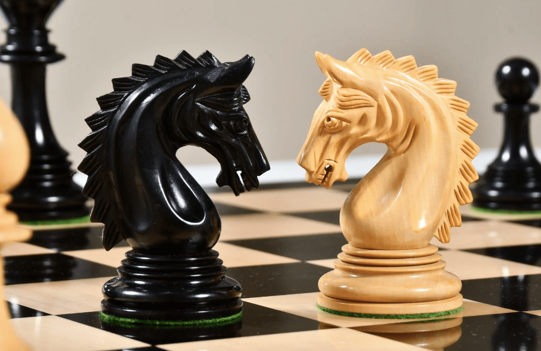 4.2" Luxury Patton Staunton Chess Pieces Only Set- Weighted Ebony wood and Boxwood - Chess Villa