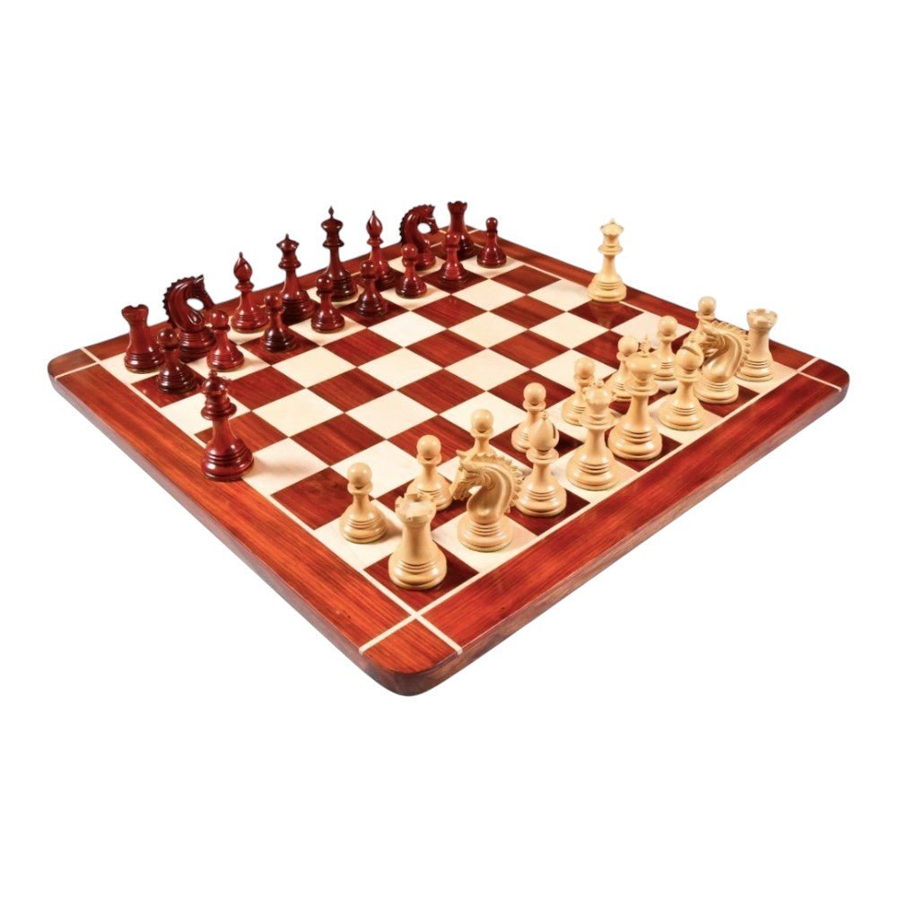 4.2" Luxury Patton Staunton Weighted Chess Set in Bud Rosewood With Chess Board - Chess Villa