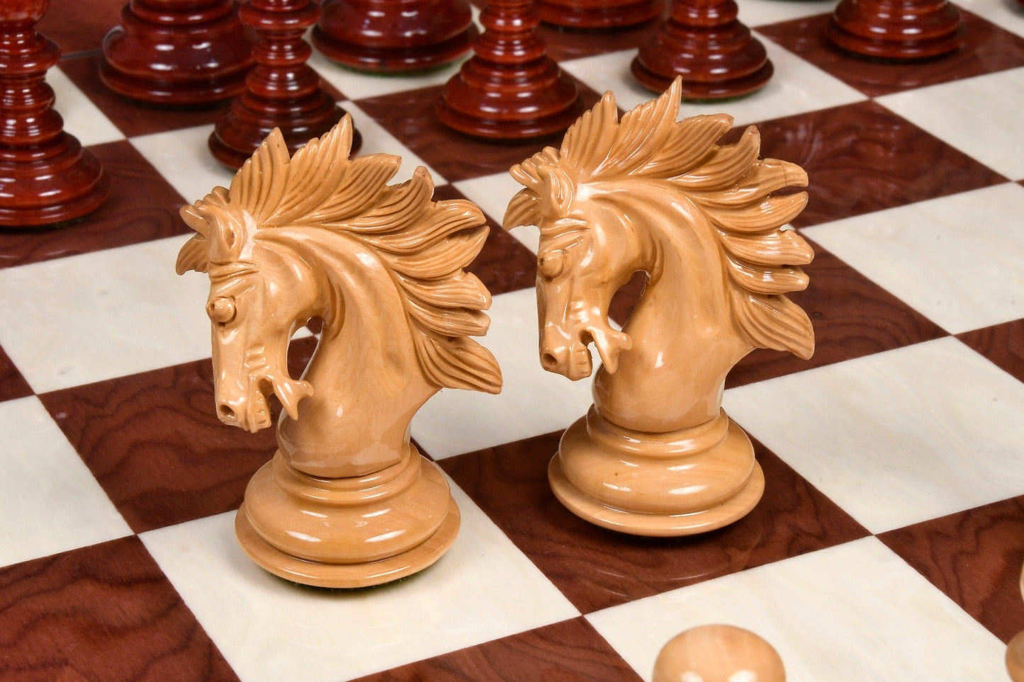 4.3" Luxury Savano Series Staunton Chess Pieces Only Set - Bud Rosewood Triple Weighted - Chess Villa